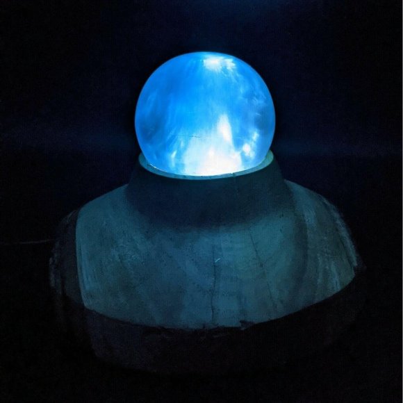 Night Light Wood & Blue Resin Live Edge Handmade Signed by Artist Mood Light USB - Picture 2 of 11